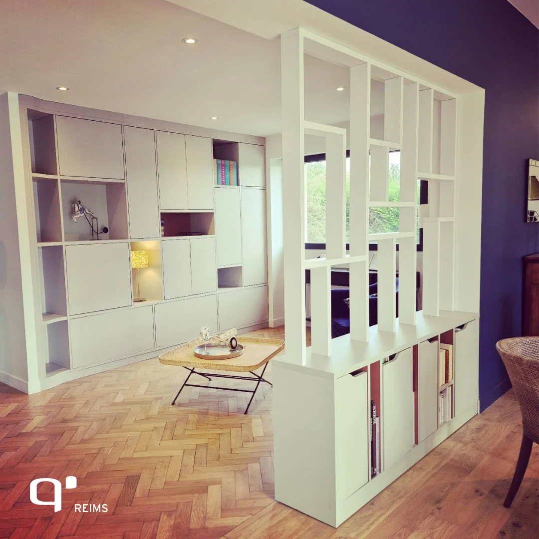 [Réalisation Quadro REIMS] Biliothèque semi-fermée avec son claustra destructuré à Gueux