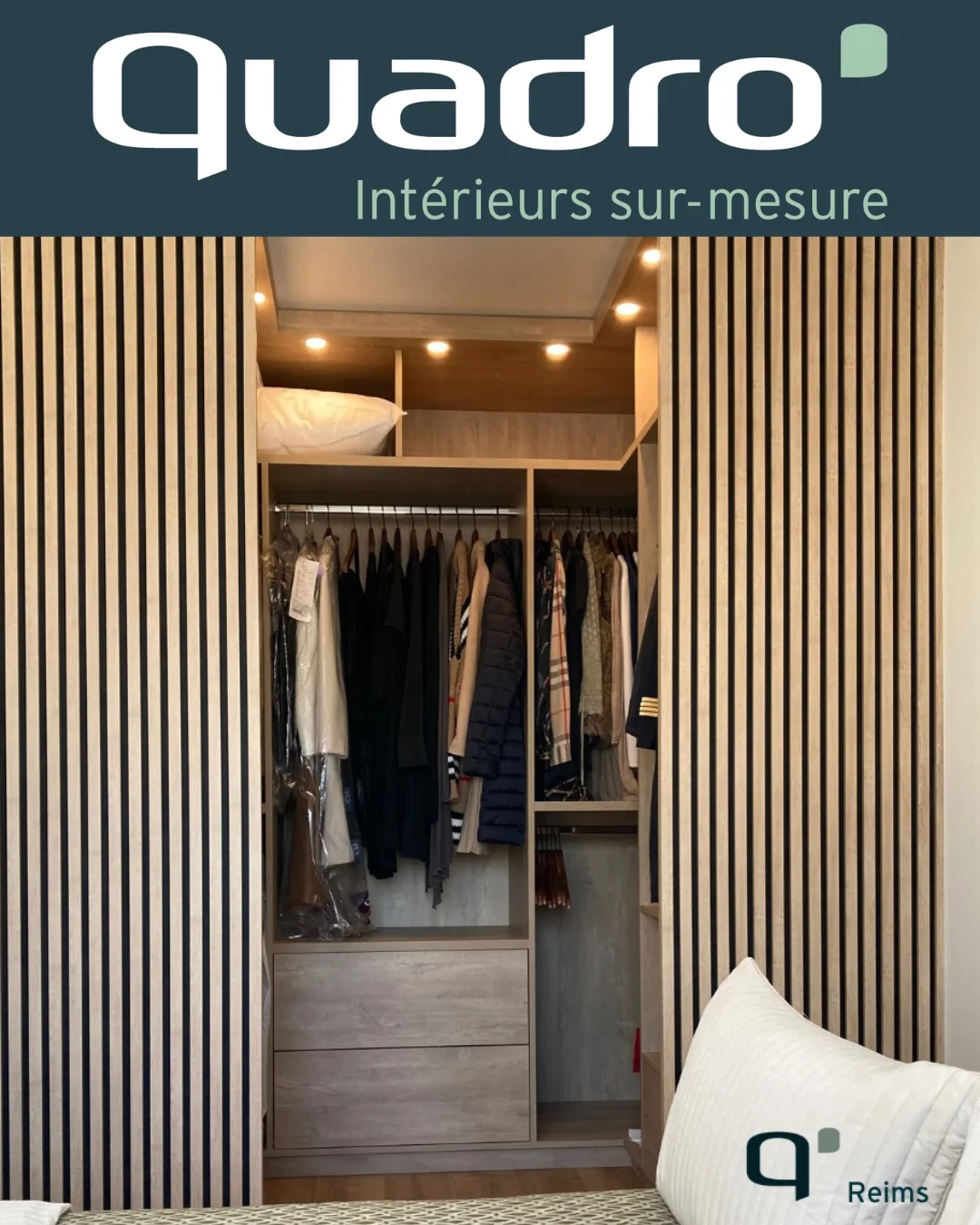 [Réalisation Quadro Reims Tinqueux] Un magnifique dressing sur mesure pensé pour nos clients à Ormes près de Reims.