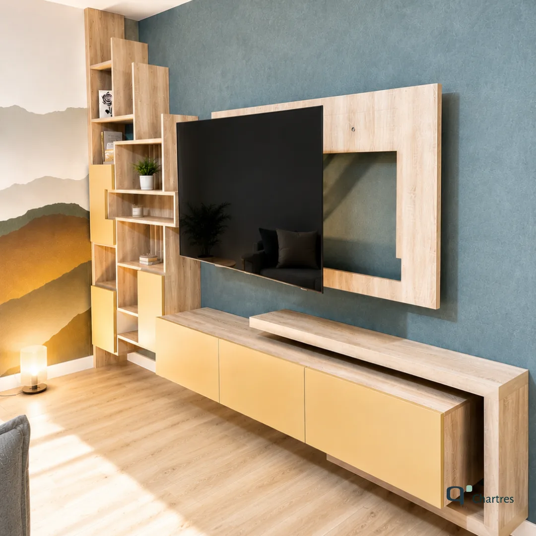 Meuble tv sur-mesure : Élégance et caractère pour votre salon chez Quadro Chartres
